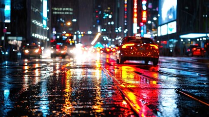 Obraz premium Rainy City Nightscape