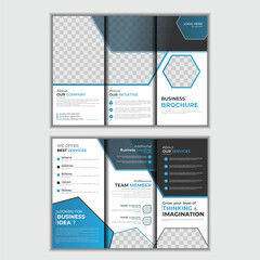 Collection of Tri fold brochure design with line shapes, corporate business template for tri fold flyer.