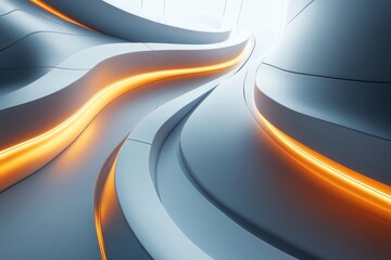 Abstract 3D rendering of intersecting geometric waves. Dynamic sci-fi composition with glowing accents., Generative AI