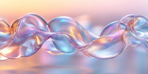 Swirling waves in iridescent colors, 3D render, Generative AI