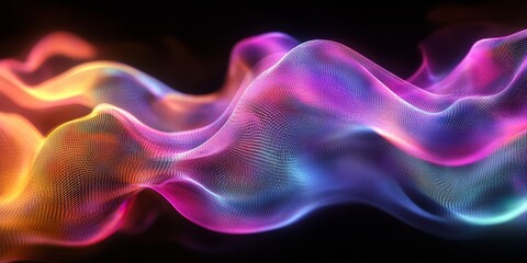 Fototapeta premium Swirling waves in iridescent colors, 3D render, Generative AI