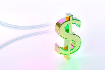 Obraz premium 3D shiny dollar sign with colorful reflections on a light background 