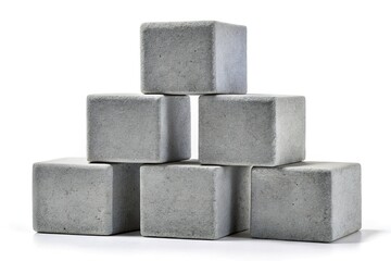 Stacked Concrete Blocks: Pyramid of Gray Construction Blocks Isolated on White Background - Perfect for Construction, Architecture, and Engineering Designs