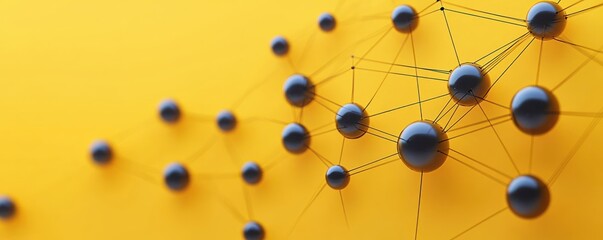 Human Resources Management Recruitment Network and Communication Structure for Talented Employees on Yellow Background