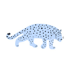 Cute Snow Leopard, Doodle Vector Hand Drawn Isolated Illustration