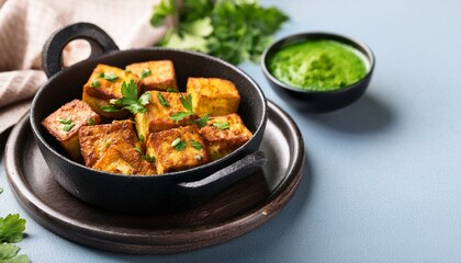 Fototapeta premium Indian starter dish pan fried paneer or tava paneer
