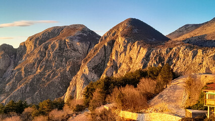 Lovcen mountain peaks on a sunny day.