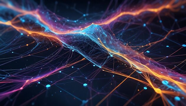 Colorful, multi-colored line of dots and lines