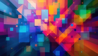 Vibrant abstract geometric pattern with colorful overlapping squares