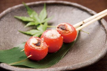 ミニトマトのチーズ串焼き