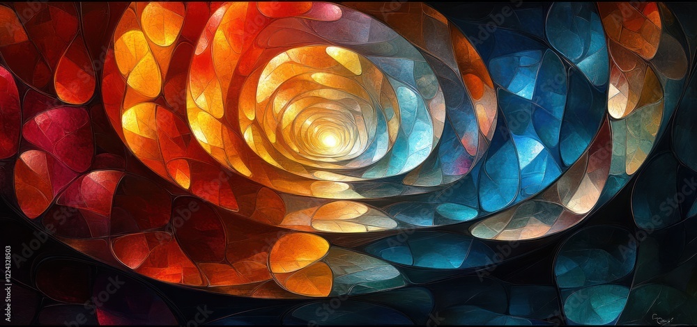 Aufkleber vivid abstract spiral patterns with reflective surface and colorful ambient light