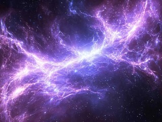 Obraz premium Cosmic nebula with bright light and purple hues in a deep space scene with many stars