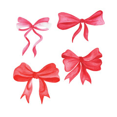 Watercolor bows vector, watercolor Valentine bow vector 