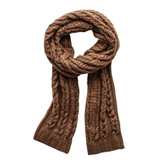 Knitted brown scarf isolated on transparent background