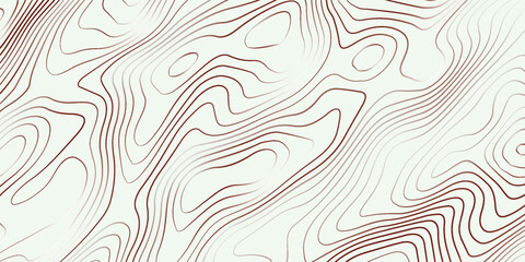 Stylized topographic contour map. Geographic line mountain relief. Abstract lines or wavy backdrop background. Cartography, topology, or terrain path concept. Vector illustration with editable stroke
