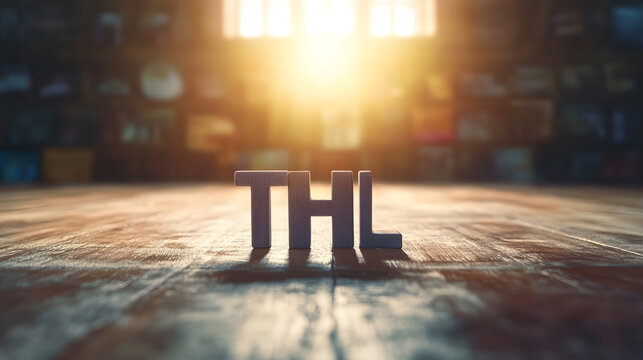 Sunset Glow Through Letters THL in Artistic Abstract Setting : Generative AI