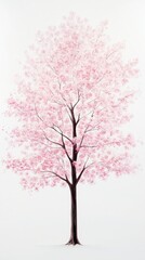 Obraz premium Watercolor Cherry blossom blooming flower,Sakura tree or forest side view,Cherry tree spring flower background,elements for environment and garden,botanical in spring season.