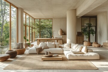 Fototapeta premium Three Generations Family Relaxing in a Bright Modern Living Room