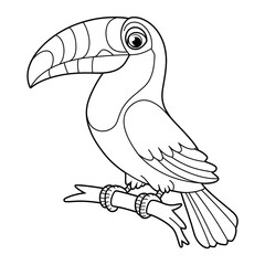  toucan bird on a branch coloring page  © Sabit