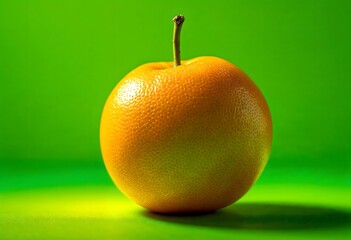 Juicy Grapefruit on Vibrant Green Background: Close-up Studio Shot of a Ripe, Refreshing Citrus Fruit, Perfect for Health, Wellness, and Food Concepts.  Its vibrant color and smooth texture are highli