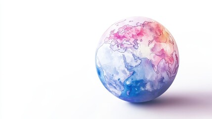 Fototapeta premium Watercolor hand painted planet Earth isolated on white background. Symbol of life,Environmental problems and environmental protection ecology,Hand drawn Globe watercolour paint,Earth Day.