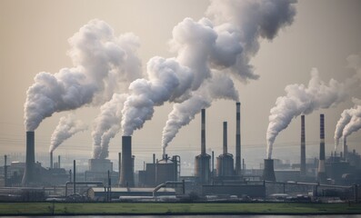 Industrial Smokestacks and Pollution A Hazy Industrial Landscape