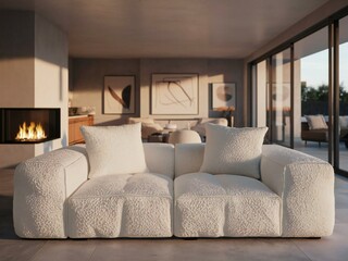 modern living room with fireplace