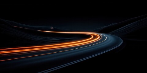 Dynamic roadway: multiple lanes converging under night sky