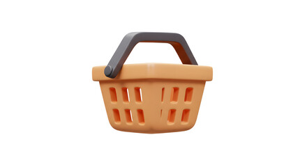 Fototapeta premium 3D Render Orange Shopping Basket Icon Ecommerce Design Element isolated on white background. Generative AI