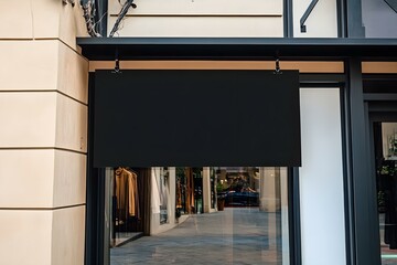 Horizontal Black Empty Signage on Clothes Shop Front