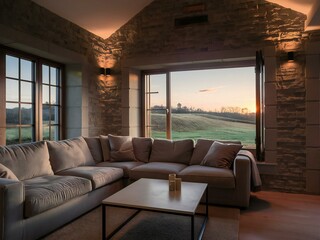 Fototapeta premium living room with fireplace