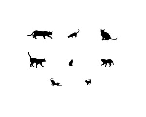 A black and white vector silhouette illustration of a cat.