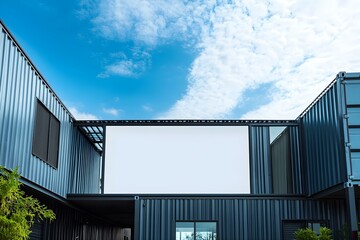 Fototapeta premium Mockup of Blank Empty Billboard Facade Banner for Advertisement