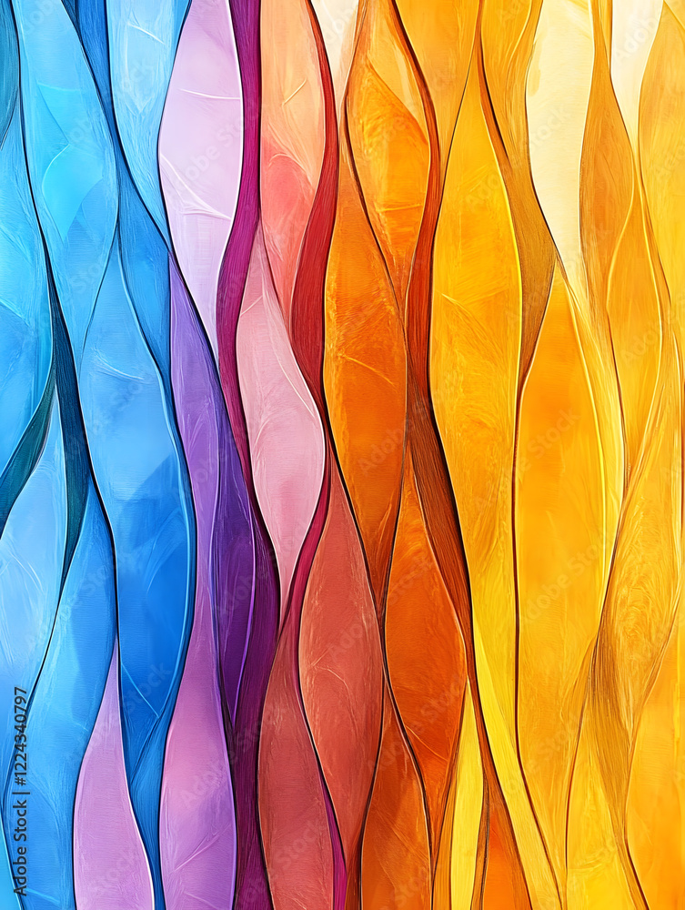 Leinwandbilder Vibrant multicolored abstract background with wavy patterns for creative design projects : Generative AI