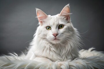 Obraz premium Adorable Maine Coon Kitten Winking, Gray Background Pet Portrait