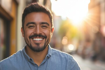 Fototapeta premium Man smiling happy on a street