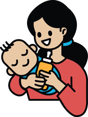A woman is holding a baby and smiling