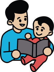 A man is reading a book to a baby