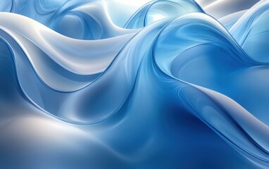 Obraz premium Abstract Blue Glass Shapes Composition with Smooth Curves and Soft Lighting