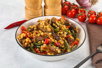 Eastern cuisine - Ptitim with beef and vegetables