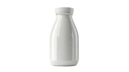 Fresh milk in a classic glass bottle on a light backdrop, evoking a sense of simplicity and purity