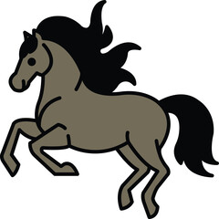 A horse with a long mane and tail is running