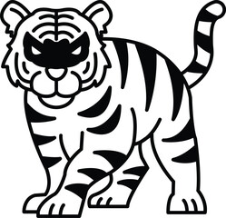 A black and white tiger with a mask on its face