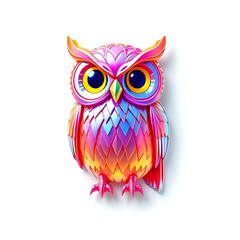 Obraz premium 3D Holographic Owl Icon Isolated on White Background