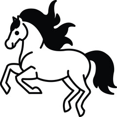 A horse with a long mane and tail is running