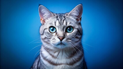 Adorable Silver Tabby Kitten with Big Blue Eyes - Cute Pet Stock Photo