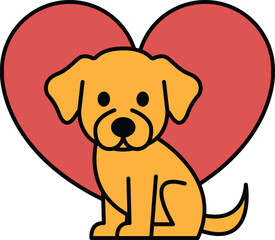 A cartoon dog sitting in a heart