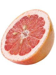 Half Pink Grapefruit Isolated on White or Transparent Background for Fresh and Healthy Designs.