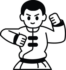 A cartoonish drawing of a man in a white shirt
