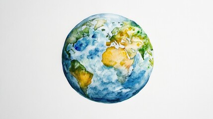 Fototapeta premium Watercolor hand painted planet Earth isolated on white background. Symbol of life,Environmental problems and environmental protection ecology,Hand drawn Globe watercolour paint,Earth Day.